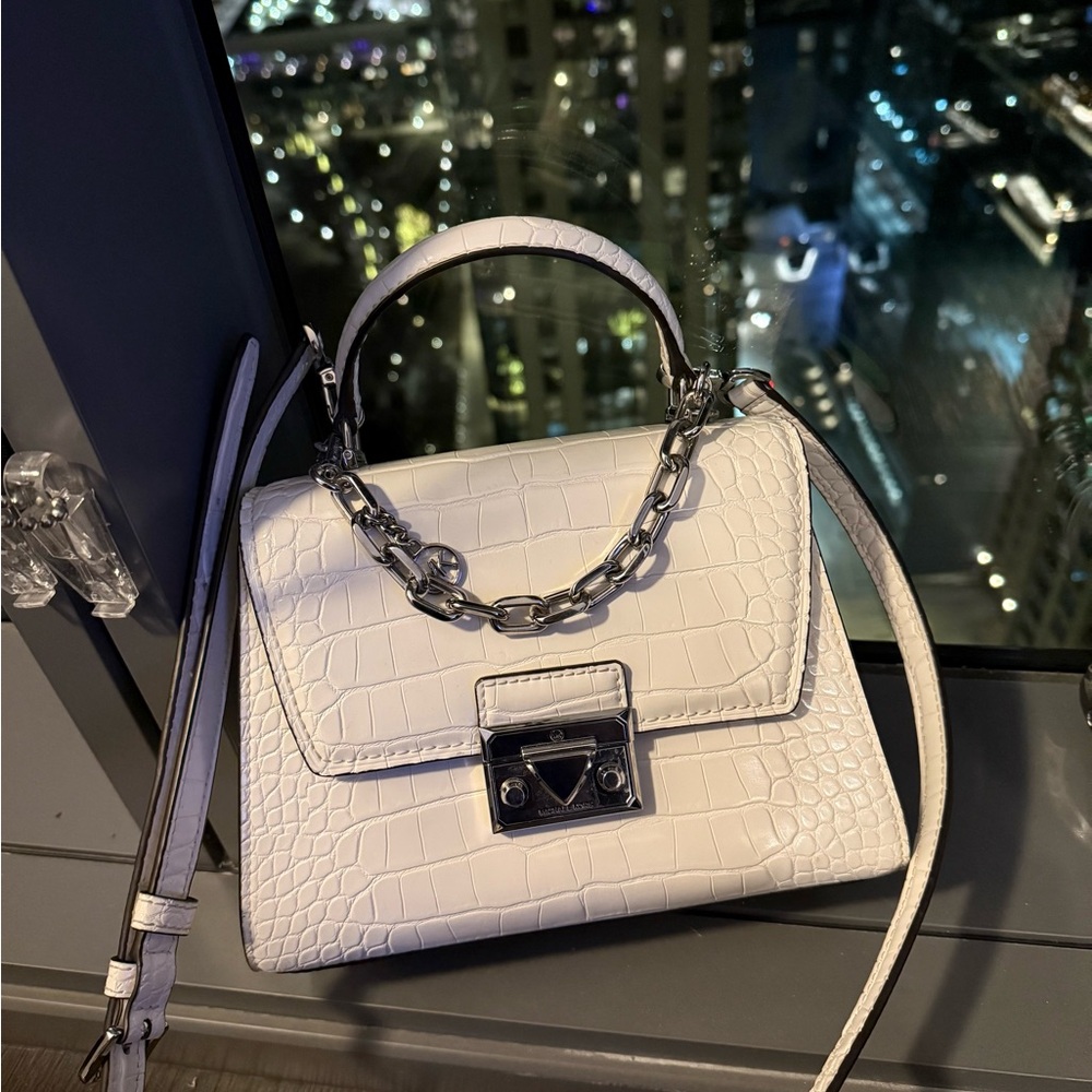 Michael Kors Serena Small Pebbled Leather Satchel White